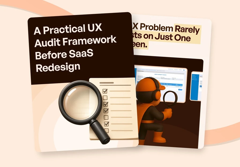 UX Audit Framework Before SaaS Redesign illustrated guide cover