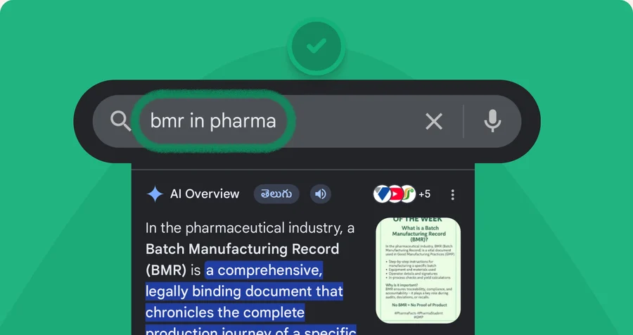 BMR search with pharma context: Batch Manufacturing Record.